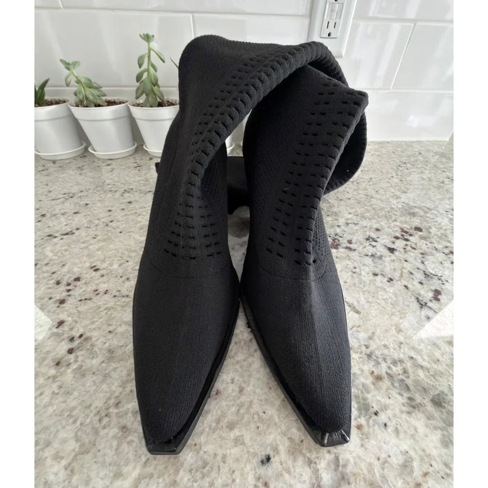 Jeffrey‎ Campbell Size 8.5 Black Over-the-Knee Knit Wedge Boots